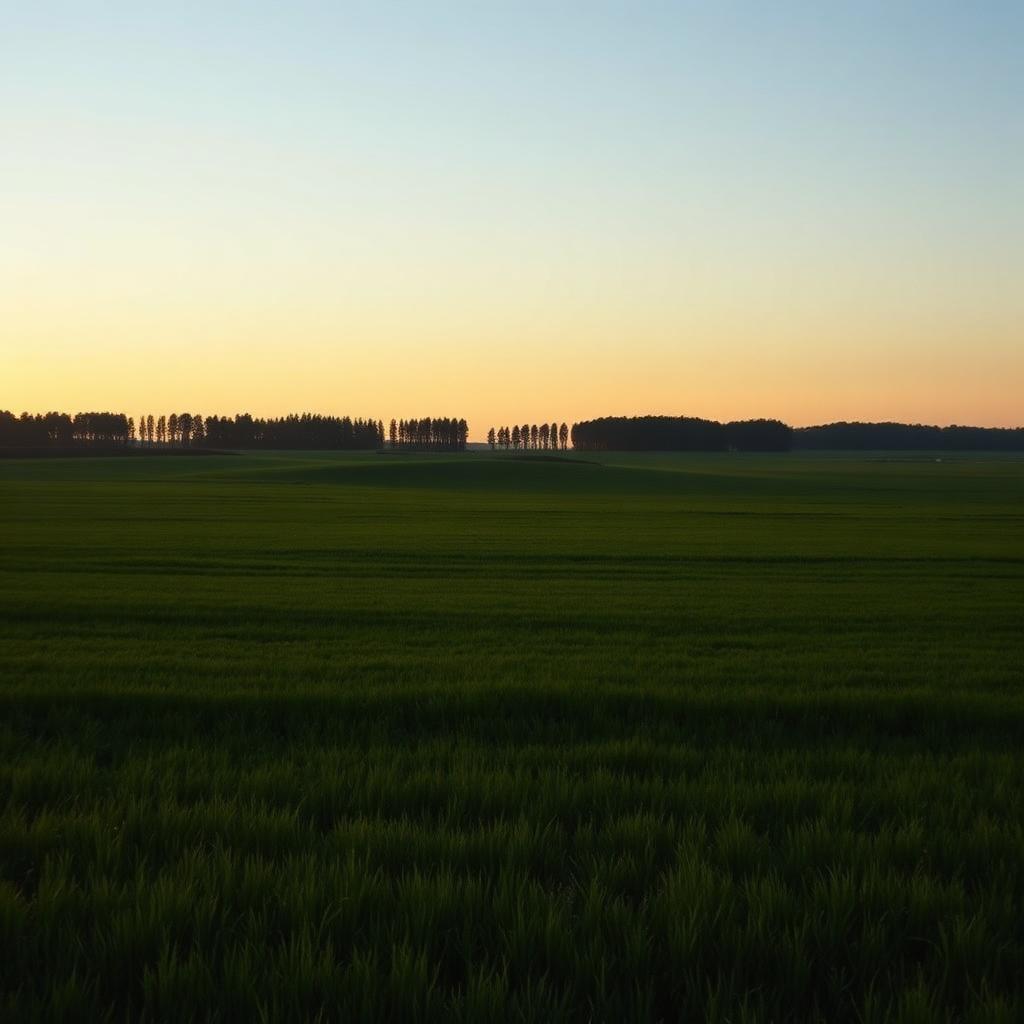 Open rural field at golden hour